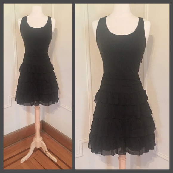 100% Silk Black Racerback Tank + Ruffle Dress - Picture 2 of 10